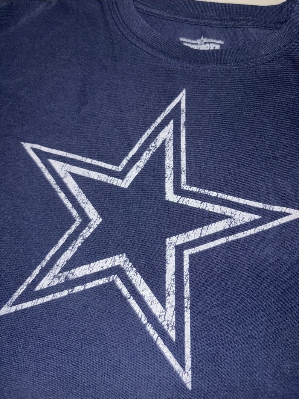 Navy Blue Dallas Cowboys Long Sleeve Tee with White Star Graphic